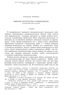 ZMIENNIE SYNTETYCZNE W MODELOWANIU W kompleksowych