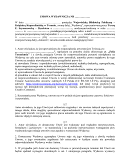 UMOWA WYDAWNICZA NR ……………… W dniu