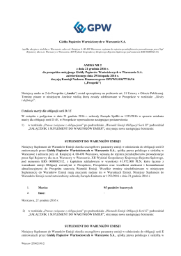 Giełda Papierów Wartościowych w Warszawie SA ANEKS