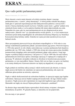 Quo vadis polski parlamentaryzmie?