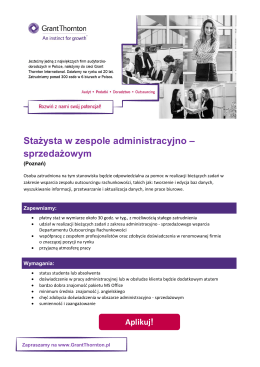Stażysta w zespole administracyjno &ndash; sprzedażowym