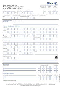 Deklaracja przystąpienia do umowy grupowego ubezpieczenia na