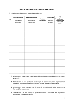 Oświadczenie kandydata na członka zarządu