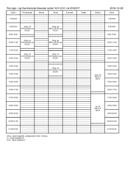 Plan zajęć - mgr Ewa Karolczak-Wawrzała, tydzień 16.01