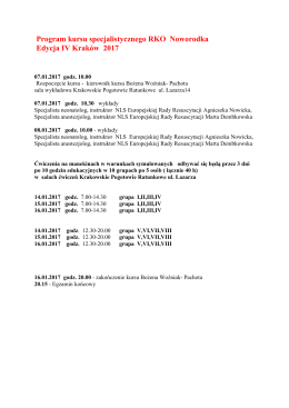 Program kursu specjalistycznego RKO Noworodka Edycja IV