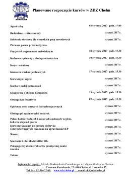 Lista aktualnie prowadzonych kursów