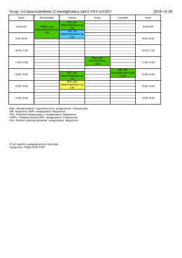 Plan zajęć - dr in . Katarzyna Kobiela