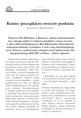 Koniec początkiem owoców posłania