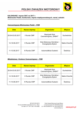 Kalendarz GKC PZM 2017 - Polski Związek Motorowy