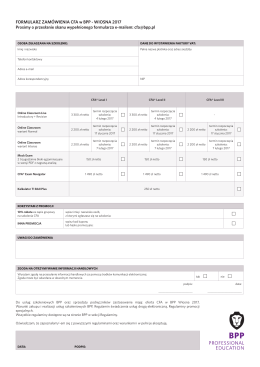 FORMULARZ ZAMÓWIENIA CFA w BPP