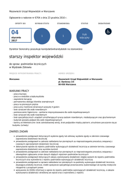 starszy inspektor wojewódzki - Biuletyn Informacji Publicznej