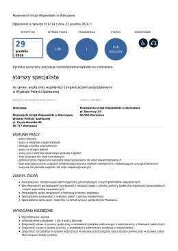 starszy specjalista w Wydziale Polityki Społecznej WPS.VI.6.Z z 22