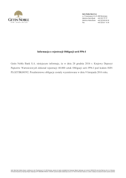 Informacja o rejestracji Obligacji serii PP6