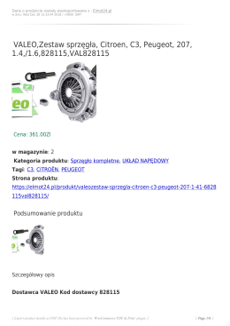 VALEO,Zestaw sprzęgła, Citroen, C3, Peugeot, 207, 1.4,/1.6,828115
