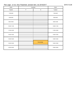 Plan zajęć - dr in . Artur Pasierbek, semestr letni, rok 2016/2017