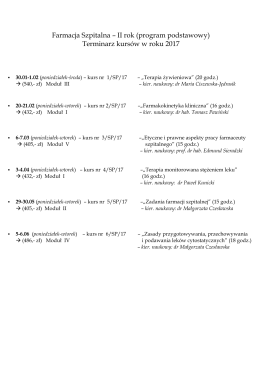 Farmacja Szpitalna-program podstawowy II rok