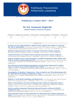 Dr inż. Ireneusz Zag&oacute;rski - Publikacje pracownik&oacute;w PL