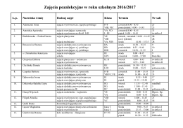 Zajęcia pozalekcyjne w roku szkolnym 2016/2017