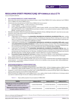Regulamin Oferty Promocyjnej VIP FORMUŁA SOLO Z TV