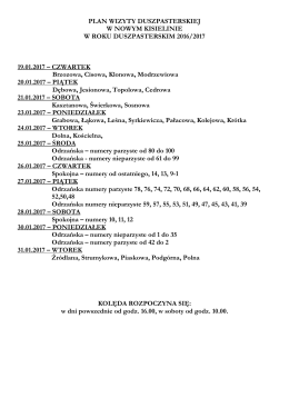 Plan Kolędy w Nowym Kisielinie