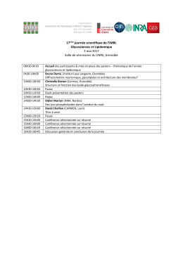 17&egrave;me journ&eacute;e scientifique de l`IMBL Glycosciences et Lipidomique