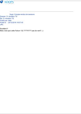 Sujet: Compte-rendus de sessions