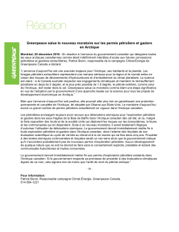 Greenpeace salue le nouveau moratoire sur les permis p&eacute;troliers et