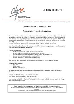 Annonce poste Ing&eacute;nieur application-jv2017