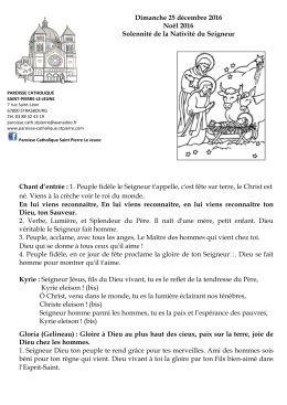 Noël 2016 Solennité de la Nativité du Seigneur
