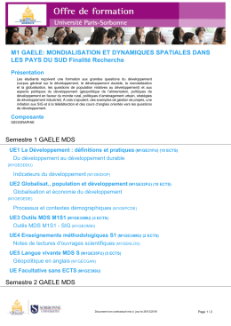 M1 GAELE: MONDIALISATION ET DYNAMIQUES SPATIALES