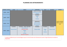 planning des entrainements