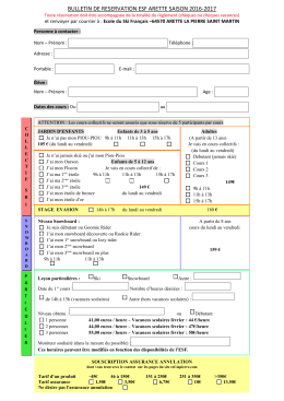 bulletin de reservation esf arette saison 2016-2017