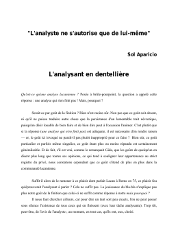 Sol Aparicio - L`analysant en dentellière