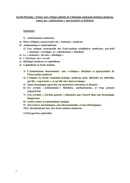 Isra&euml;l-Palestine : Penser une critique globale de l`id&eacute;ologie