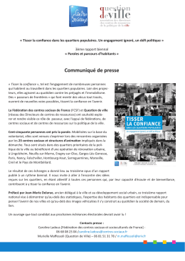 Communiqué de presse - Profession Banlieue