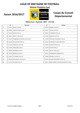 LIGUE DE BRETAGNE DE FOOTBALL Saison 2016/2017 Coupe du