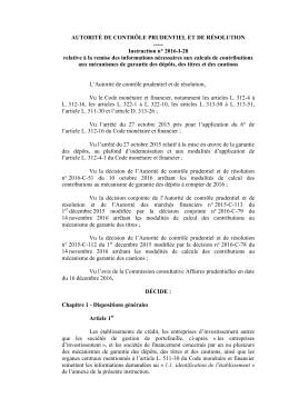 Instruction n&deg; 2016-I-28 - Autorit&eacute; de contr&ocirc;le prudentiel et de