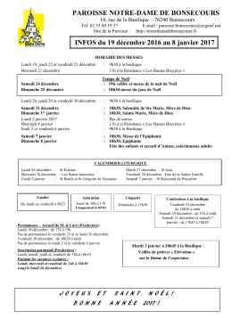 Feuille d`informations du 19 décembre 2016 au 8 janvier 2017