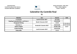 Calendrier Du Contrôle final - Faculté des Lettres et des Sciences