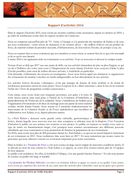 Rapport d`activités 2016