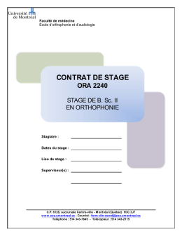 contrat de stage - &Eacute;cole d`orthophonie et d`audiologie de l`Universit&eacute;