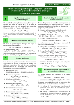 Thermodynamique chimique &ndash; Chapitre 1 : &Eacute;tude des syst&egrave;mes