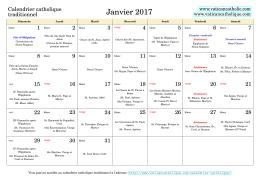 Calendrier catholique traditionnel Janvier 2017