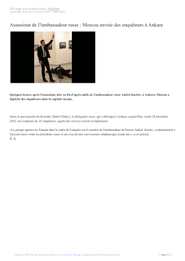 Assassinat de l?ambassadeur russe : Moscou envoie des