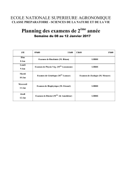 Planning des examens de 2 ann&eacute;e