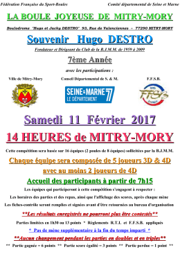 14 heures de Mitry - Comité Bouliste Départemental de Seine et