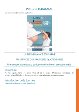 Cliquez pour voir le pr&eacute;-programme de la Journ&eacute;e