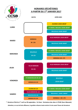 Horaires déchèteries -2017