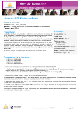 Licence LLCER Etudes nordiques - Université Paris