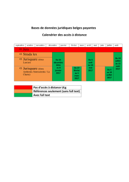 Bases de données juridiques belges payantes Calendrier des accès